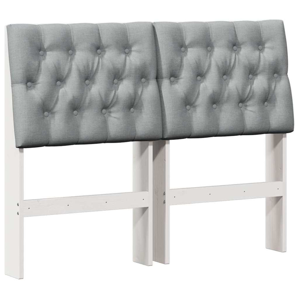 Produktbild för Klädd sänggavel Ljusgrå 120 cm Massiv furu