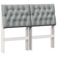 Produktbild för Klädd sänggavel Ljusgrå 120 cm Massiv furu