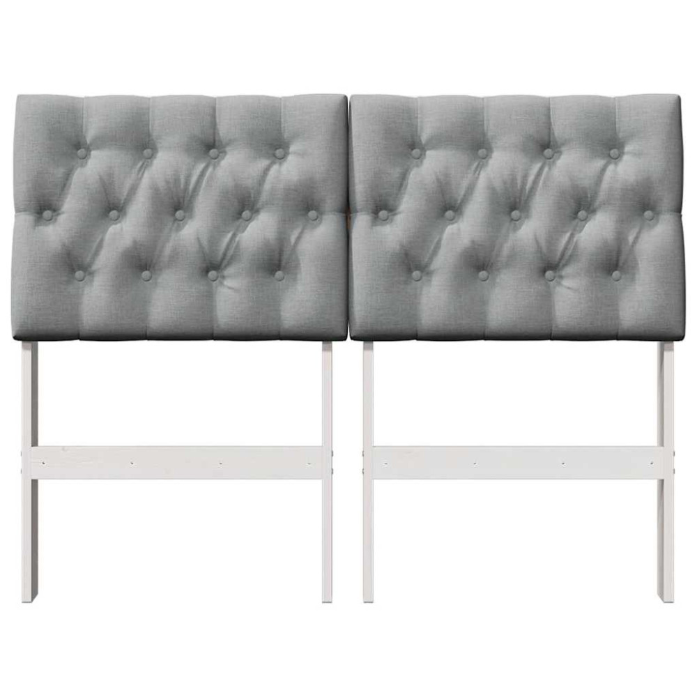 Produktbild för Klädd sänggavel Ljusgrå 120 cm Massiv furu