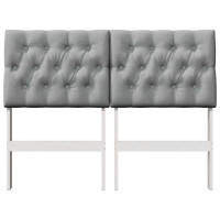 Produktbild för Klädd sänggavel Ljusgrå 120 cm Massiv furu
