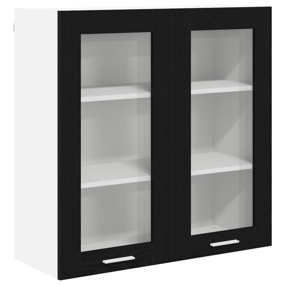 Produktbild för Hängande skåp med dörr Svart Ek 80 x 31 x 80 cm Konstruerat trä