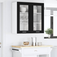Produktbild för Hängande skåp med dörr Svart Ek 80 x 31 x 80 cm Konstruerat trä
