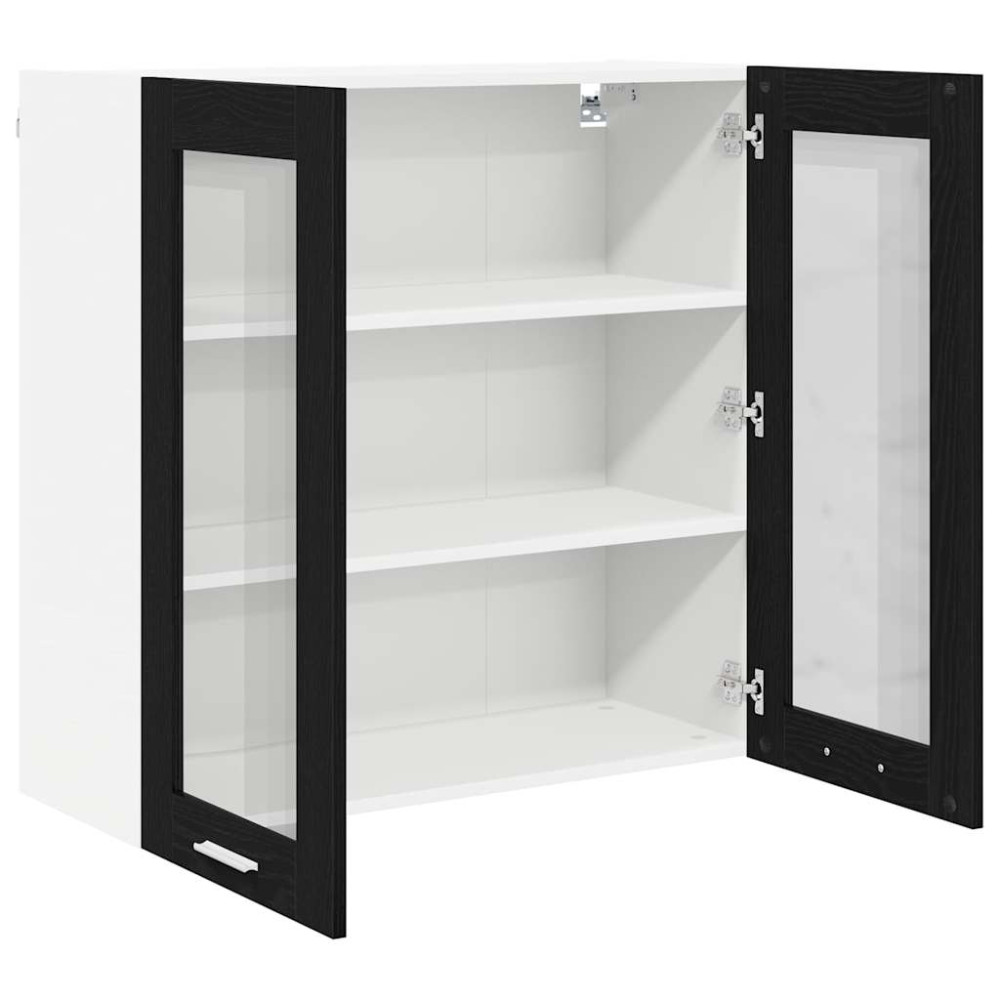 Produktbild för Hängande skåp med dörr Svart Ek 80 x 31 x 80 cm Konstruerat trä