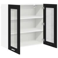 Produktbild för Hängande skåp med dörr Svart Ek 80 x 31 x 80 cm Konstruerat trä