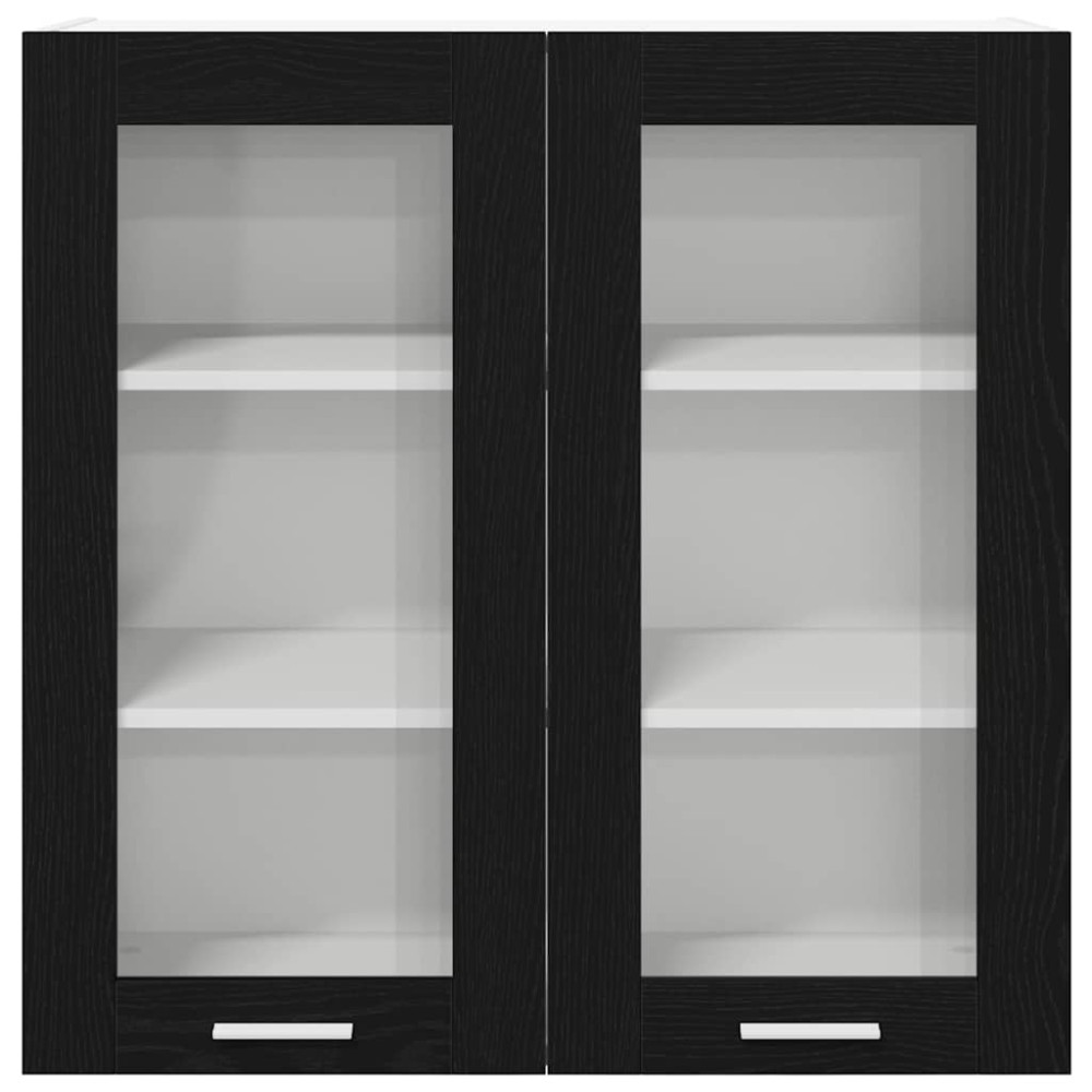 Produktbild för Hängande skåp med dörr Svart Ek 80 x 31 x 80 cm Konstruerat trä