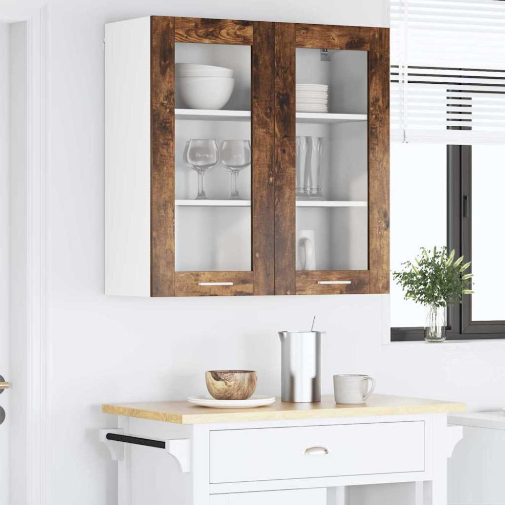 Produktbild för Hängande skåp med dörr Rökt ek 80 x 31 x 80 cm Konstruerat trä