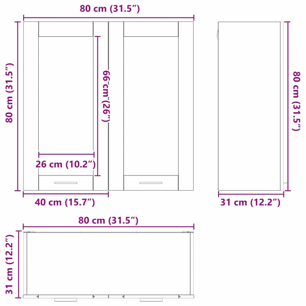 Produktbild för Hängande skåp Gammalt trä 80 x 31 x 80 cm Konstruerat trä