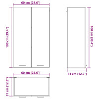 Produktbild för Hängande skåp Svart Ek 60 x 31 x 100 cm Konstruerat trä