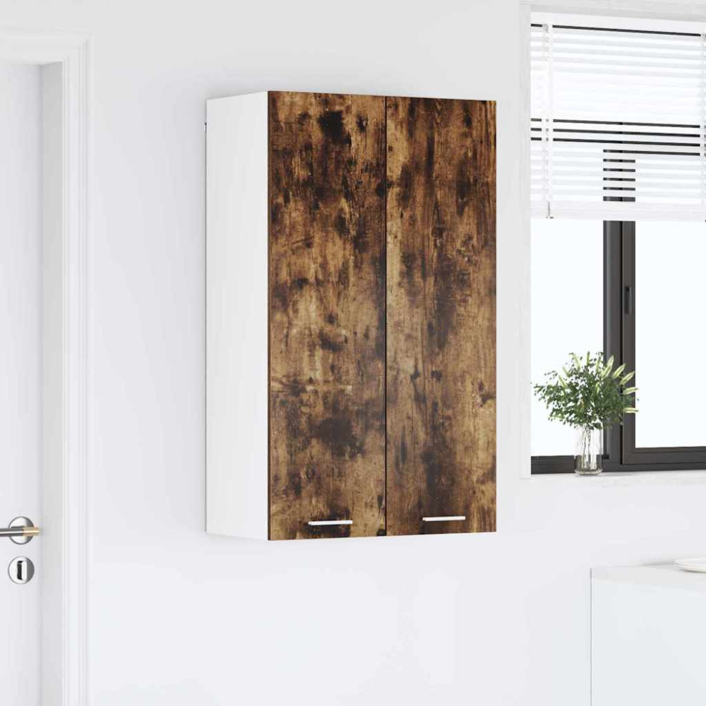 Produktbild för Hängande skåp med dörr Rökt ek 60 x 31 x 100 cm Konstruerat trä
