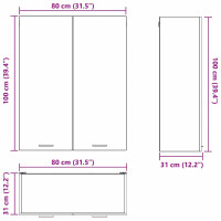 Produktbild för Hängande skåp Svart Ek 80 x 31 x 100 cm Konstruerat trä
