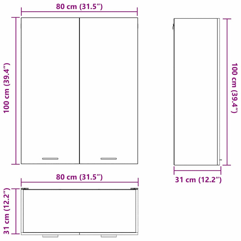 Produktbild för Hängande skåp Sonoma-ek 80 x 31 x 100 cm Konstruerat trä