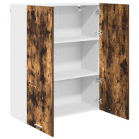 Produktbild för Hängande skåp med dörr Rökt ek 80 x 31 x 100 cm Konstruerat trä