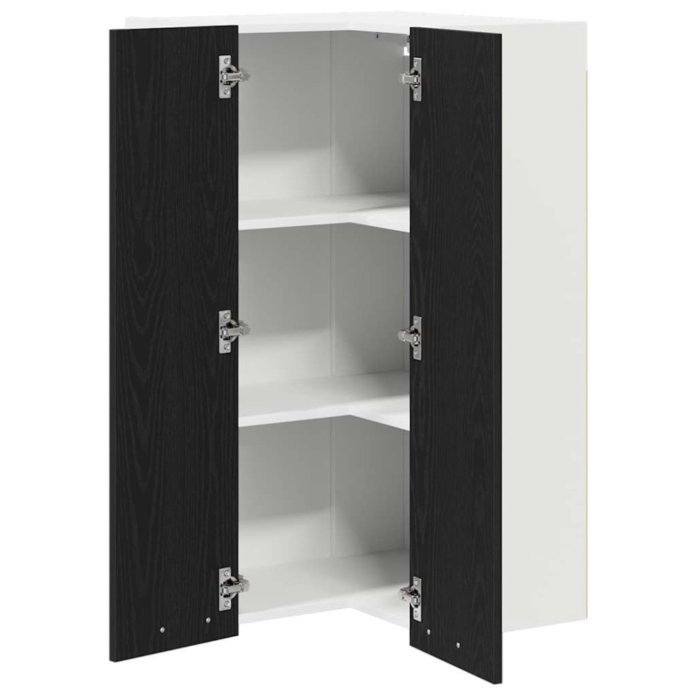 Produktbild för Hängande skåp Svart ek och vit 57 x 57 x 100 cm Konstruerat trä