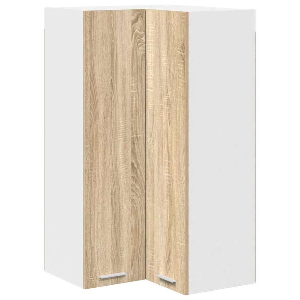 Produktbild för Hängande skåp med lagring Sonoma ek och vit 57 x 57 x 100 cm