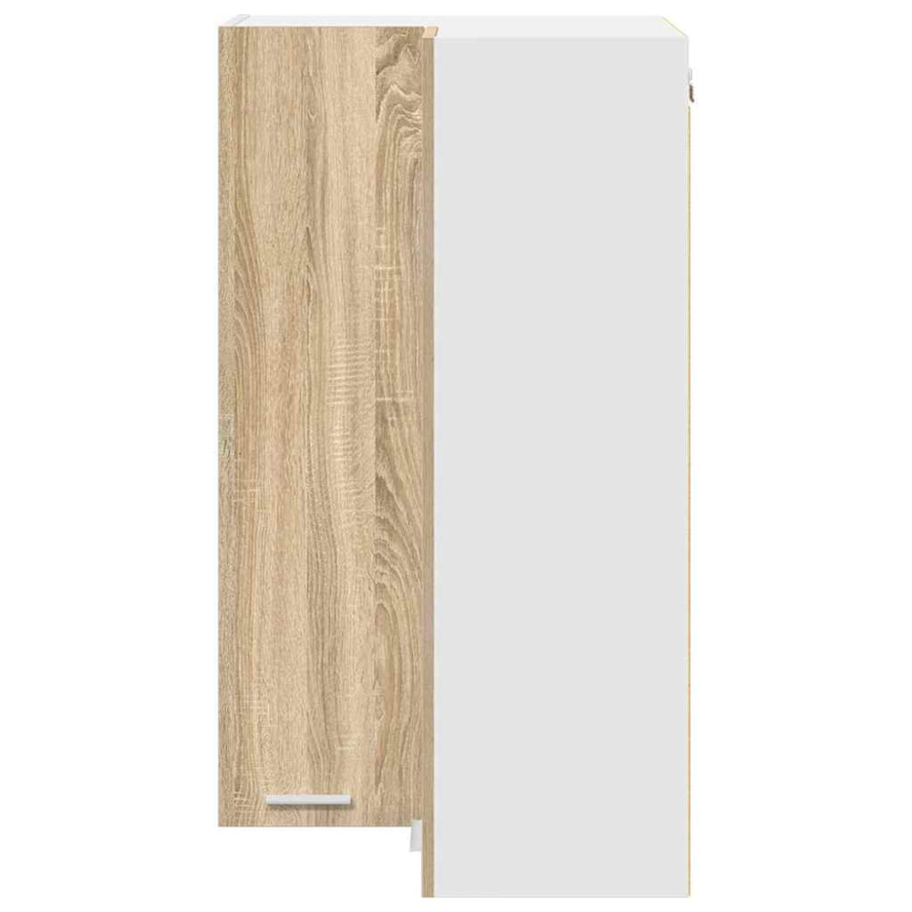 Produktbild för Hängande skåp med lagring Sonoma ek och vit 57 x 57 x 100 cm