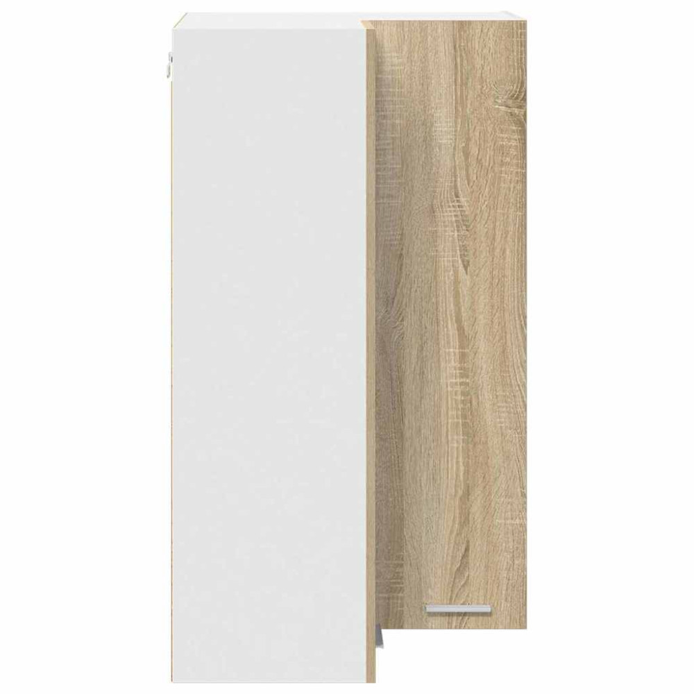 Produktbild för Hängande skåp med lagring Sonoma ek och vit 57 x 57 x 100 cm