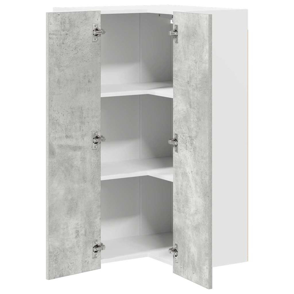 Produktbild för Hängande skåp med lagring Betonggrå och vit 57 x 57 x 100 cm