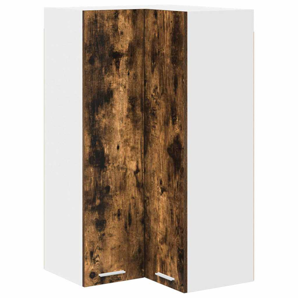 Produktbild för Hängande skåp Rökt ek och vit 57 x 57 x 100 cm Konstruerat trä