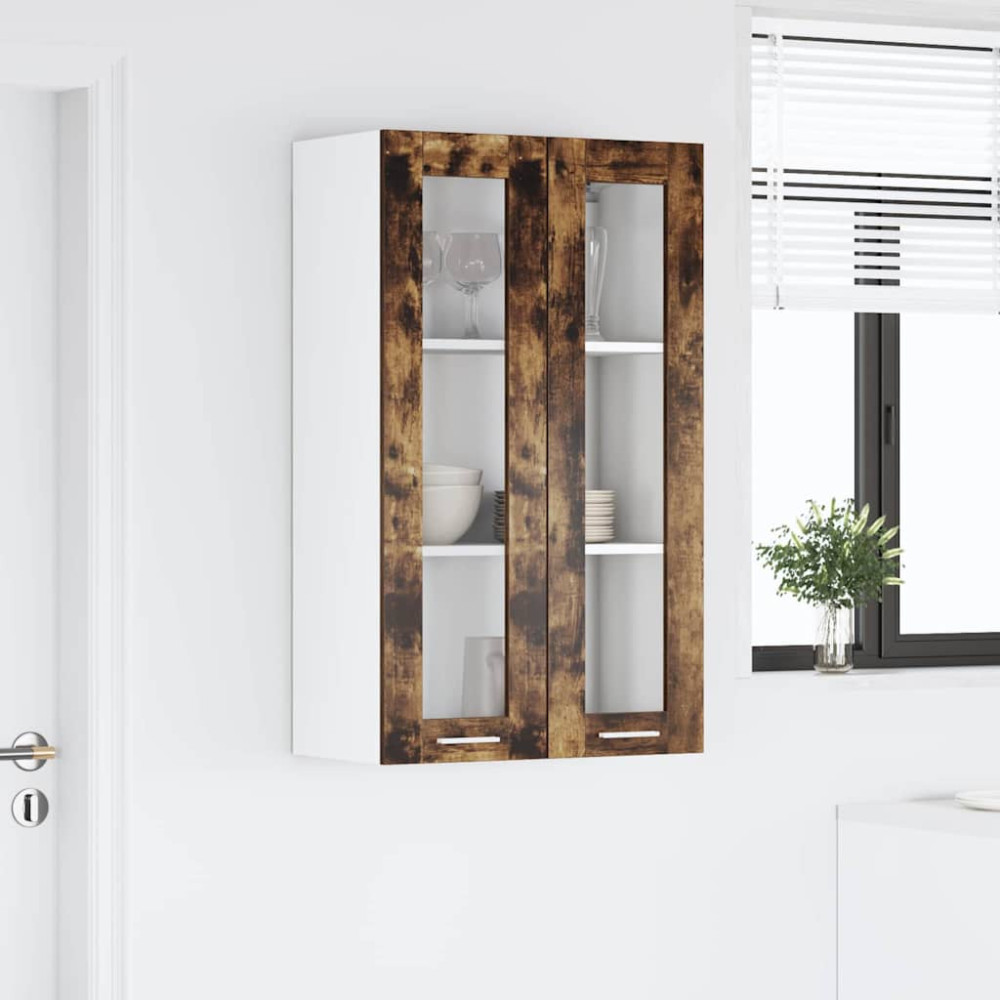 Produktbild för Hängande skåp med dörr Rökt ek 60 x 31 x 100 cm Konstruerat trä