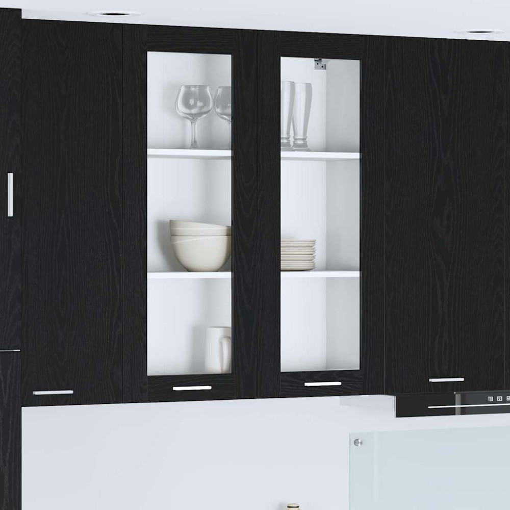 Produktbild för Hängande skåp Svart Ek 80 x 31 x 100 cm Konstruerat trä