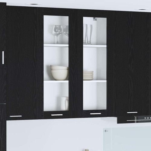 vidaXL Hängande skåp Svart Ek 80 x 31 x 100 cm Konstruerat trä
