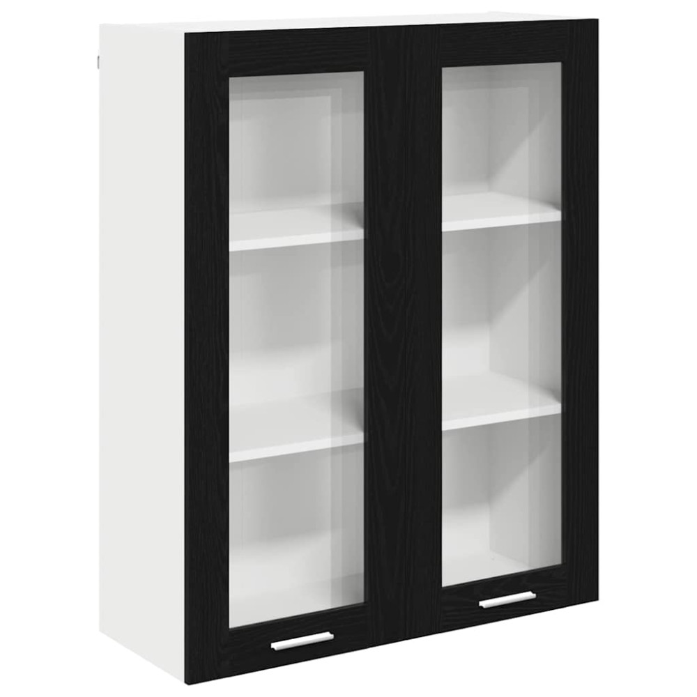 Produktbild för Hängande skåp Svart Ek 80 x 31 x 100 cm Konstruerat trä