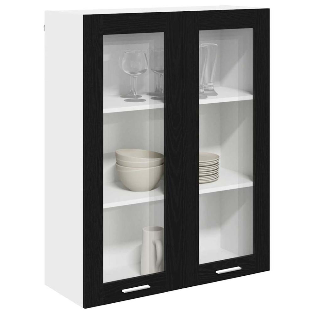 Produktbild för Hängande skåp Svart Ek 80 x 31 x 100 cm Konstruerat trä