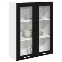 Produktbild för Hängande skåp Svart Ek 80 x 31 x 100 cm Konstruerat trä