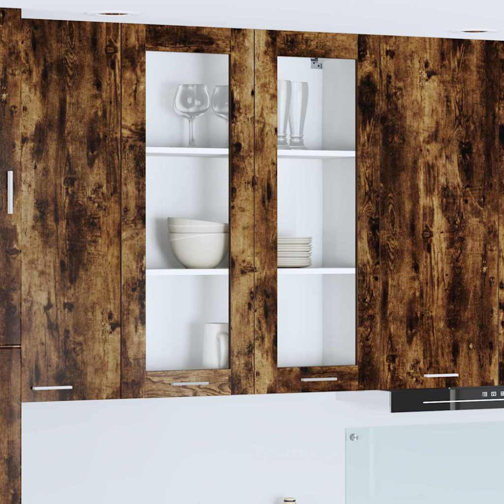 Produktbild för Hängande skåp med dörr Rökt ek 80 x 31 x 100 cm Konstruerat trä