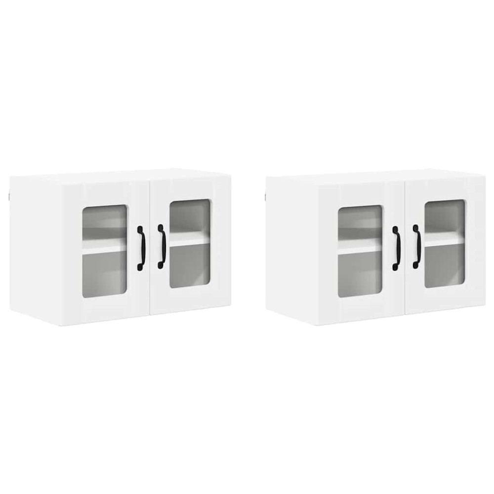 Produktbild för Väggglasförråd LUCCA 2 pcs Vit 60 x 31 x 40 cm Konstruerat trä