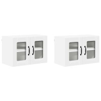 Produktbild för Väggglasförråd LUCCA 2 pcs Vit 60 x 31 x 40 cm Konstruerat trä