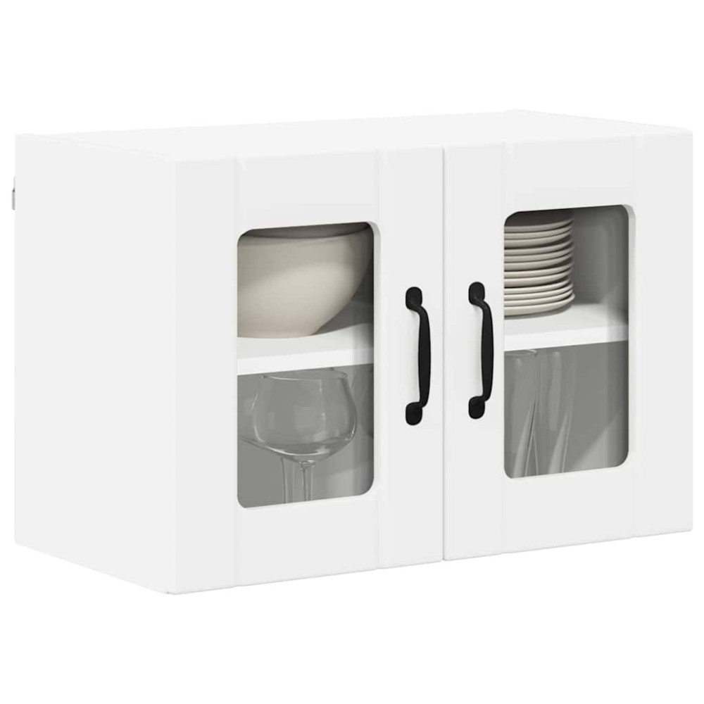 Produktbild för Väggglasförråd LUCCA 2 pcs Vit 60 x 31 x 40 cm Konstruerat trä