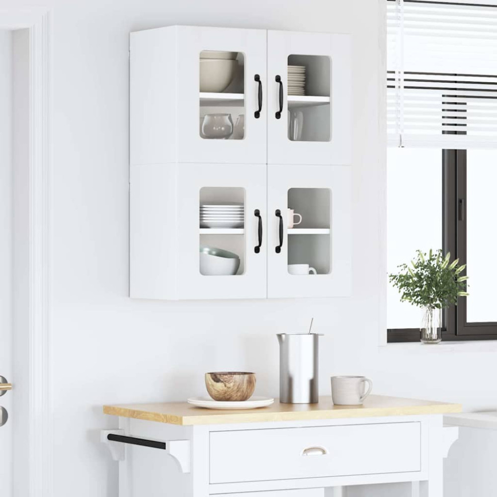 Produktbild för Väggglasförråd LUCCA 2 pcs Vit 60 x 31 x 40 cm Konstruerat trä