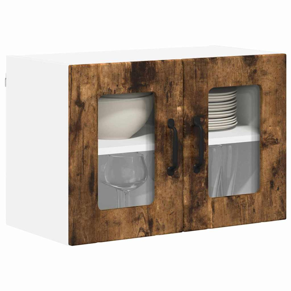 Produktbild för Väggglasförråd LUCCA 2 pcs Rökt ek 60 x 31 x 40 cm