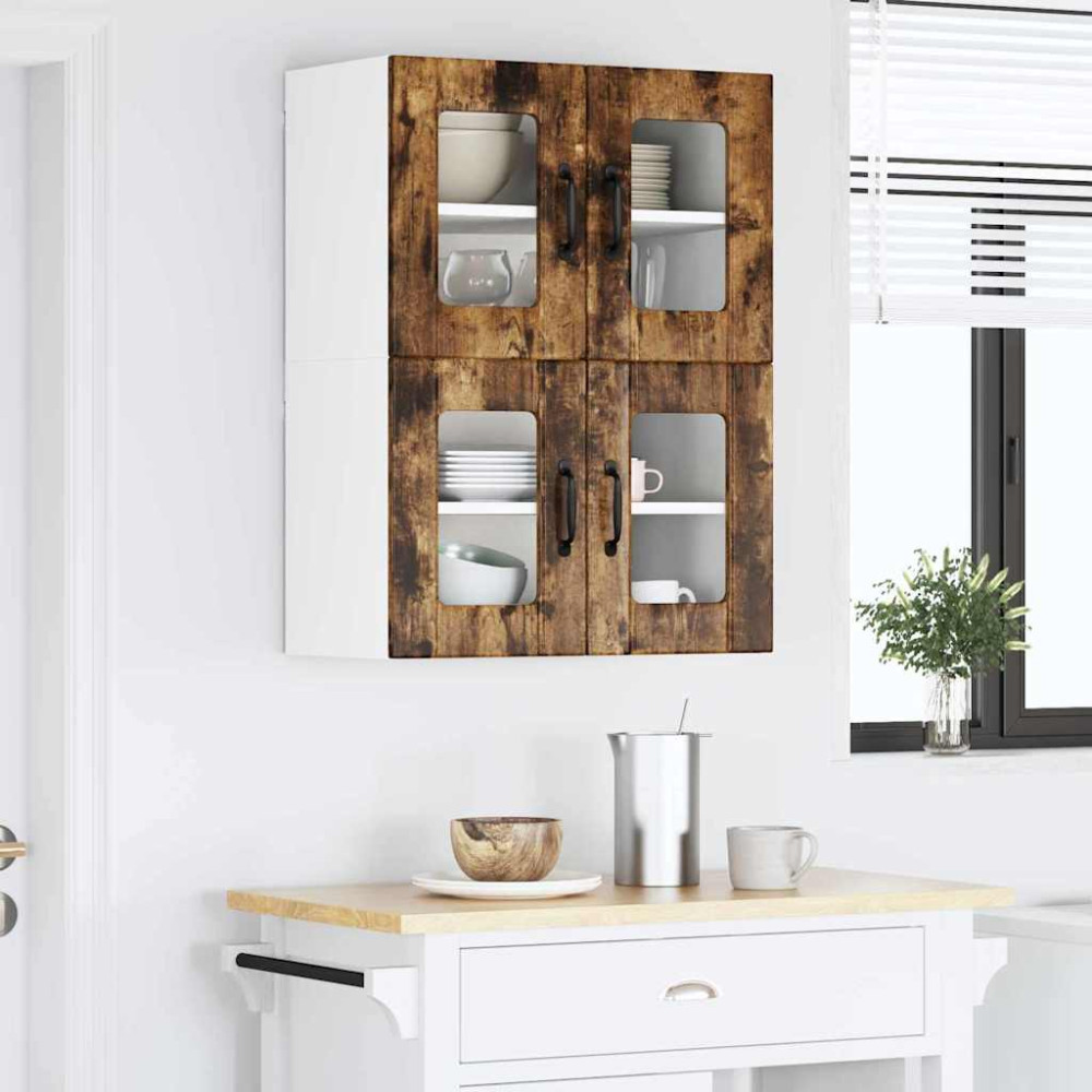 Produktbild för Väggglasförråd LUCCA 2 pcs Rökt ek 60 x 31 x 40 cm