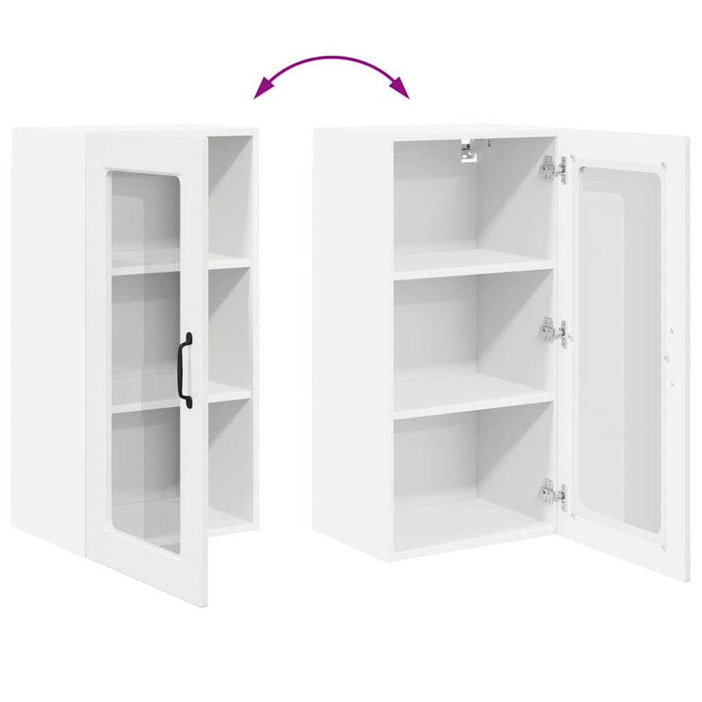 Produktbild för Väggglasförråd LUCCA 2 pcs Vit högglans 40 x 31 x 80 cm