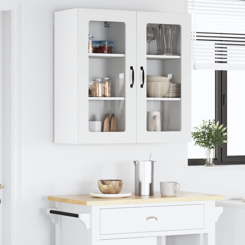 Produktbild för Väggglasförråd LUCCA 2 pcs Vit högglans 40 x 31 x 80 cm