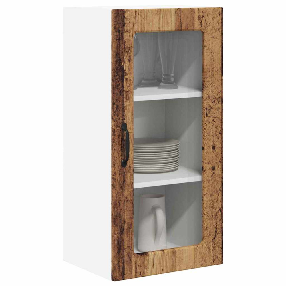 Produktbild för Väggglasförråd LUCCA 2 pcs Gammalt trä 40 x 31 x 80 cm