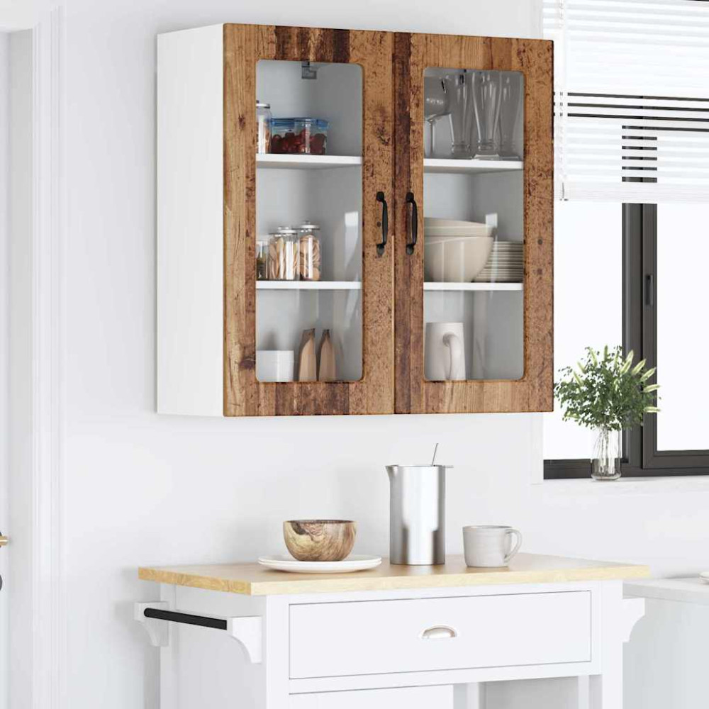 Produktbild för Väggglasförråd LUCCA 2 pcs Gammalt trä 40 x 31 x 80 cm