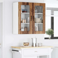 Produktbild för Väggglasförråd LUCCA 2 pcs Gammalt trä 40 x 31 x 80 cm