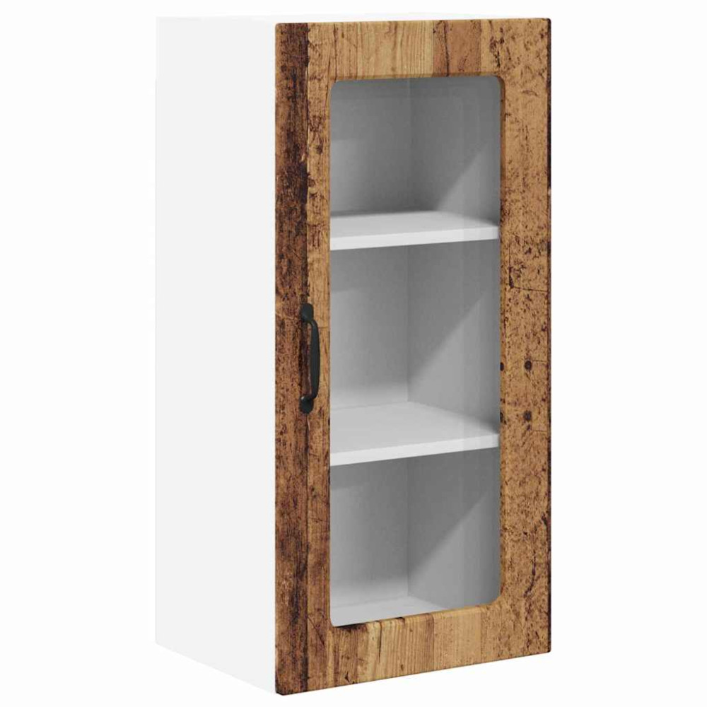 Produktbild för Väggglasförråd LUCCA 2 pcs Gammalt trä 40 x 31 x 80 cm