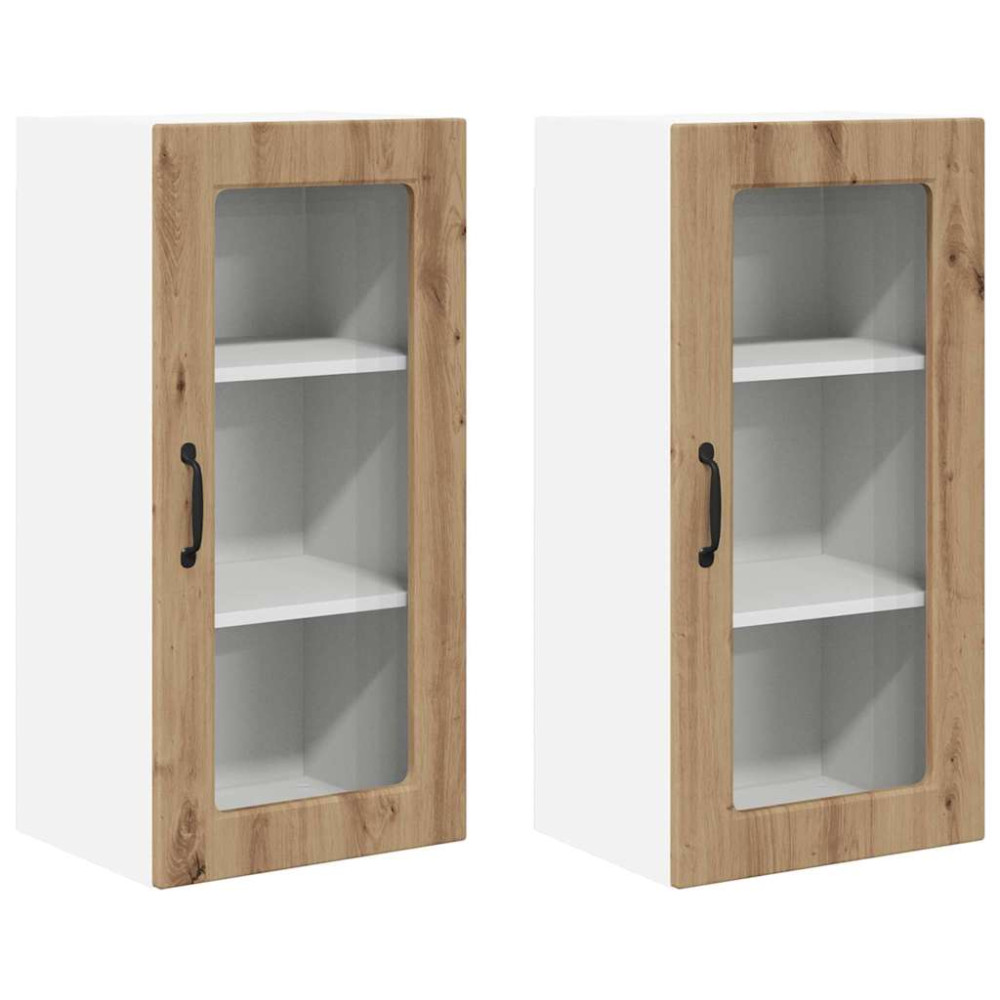 Produktbild för Väggglasförråd LUCCA 2 pcs Artisan-ek 40 x 31 x 80 cm