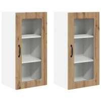 Produktbild för Väggglasförråd LUCCA 2 pcs Artisan-ek 40 x 31 x 80 cm