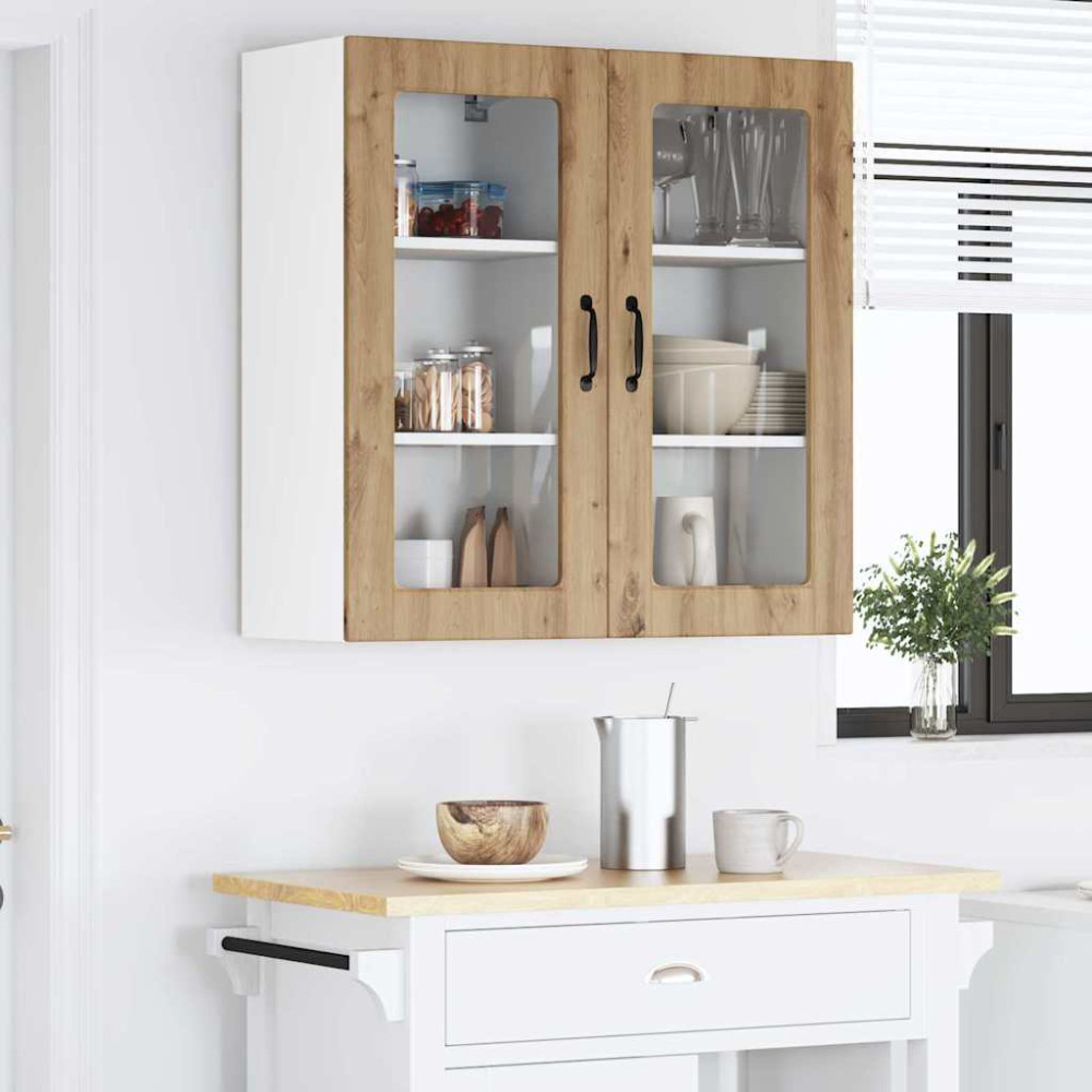 Produktbild för Väggglasförråd LUCCA 2 pcs Artisan-ek 40 x 31 x 80 cm