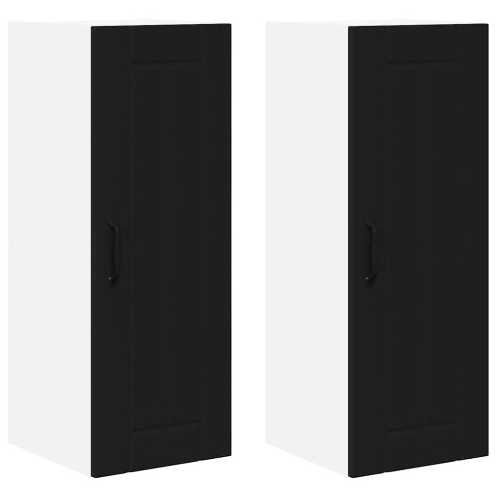 Produktbild för Väggskåp LUCCA 2 pcs Svart 30 x 31 x 80 cm Konstruerat trä