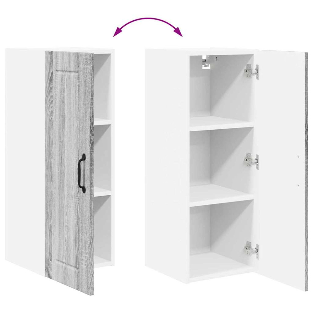 Produktbild för Väggskåp LUCCA Grå sonoma-ek 30 x 31 x 80 cm Konstruerat trä
