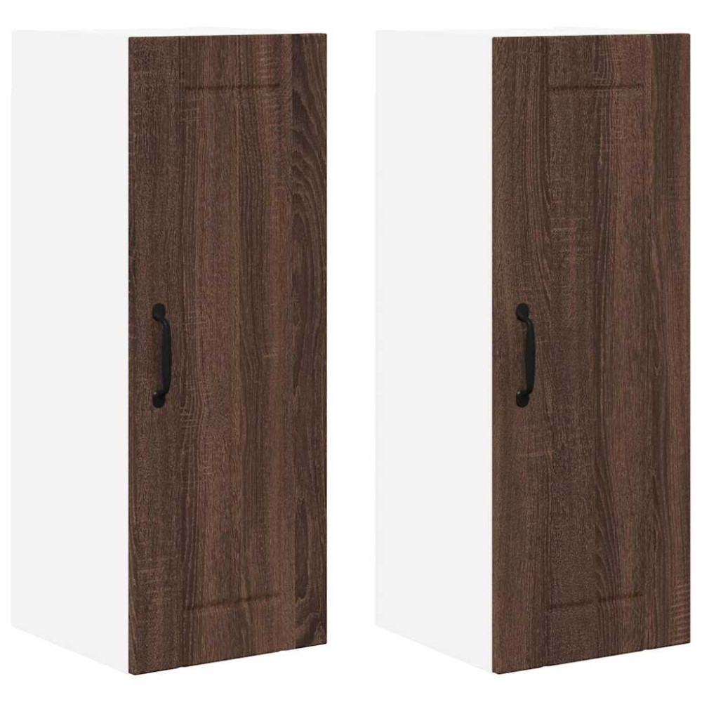 Produktbild för Väggskåp LUCCA 2 pcs Brun ek 30 x 31 x 80 cm Konstruerat trä