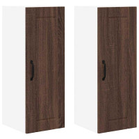 Produktbild för Väggskåp LUCCA 2 pcs Brun ek 30 x 31 x 80 cm Konstruerat trä