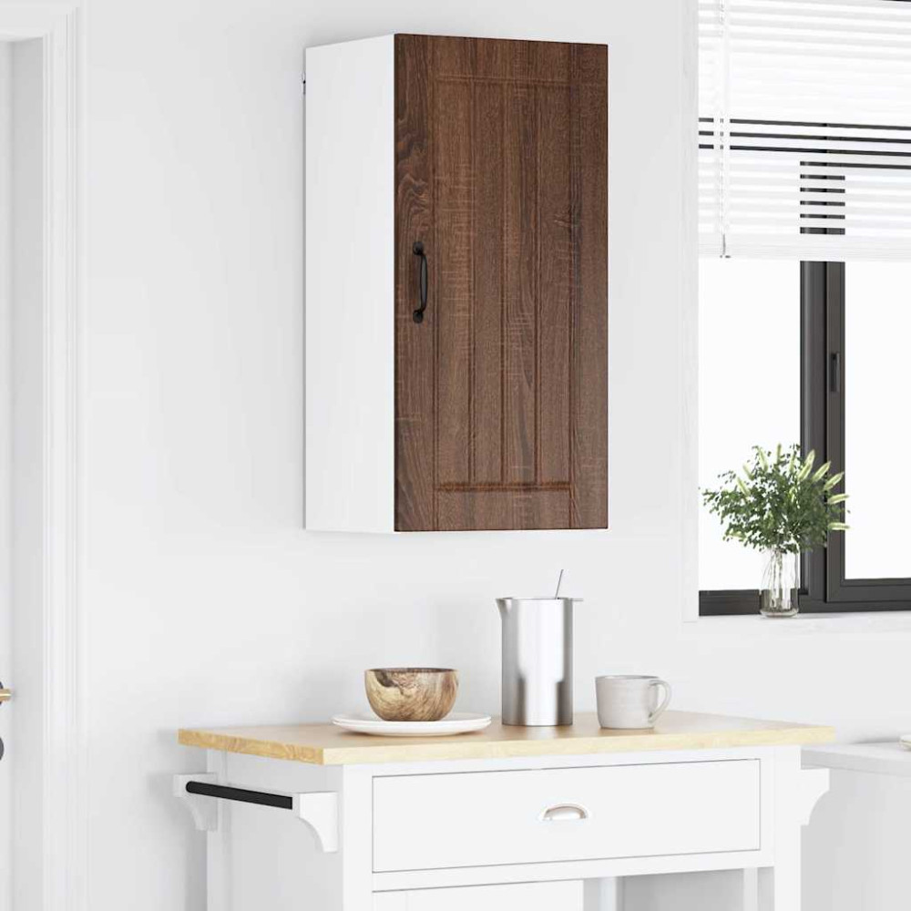 Produktbild för Väggskåp LUCCA Brun ek 40 x 31 x 80 cm Konstruerat trä