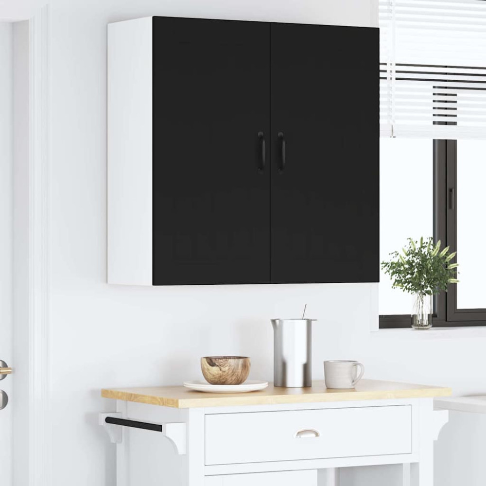 Produktbild för Väggskåp LUCCA Svart 80 x 31 x 80 cm Konstruerat trä